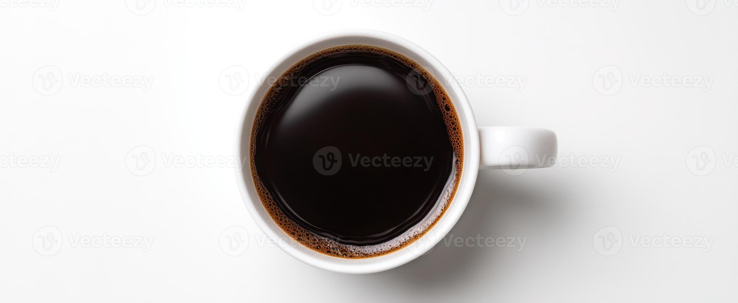 The steaming cup of black coffee on a minimalist surface photo