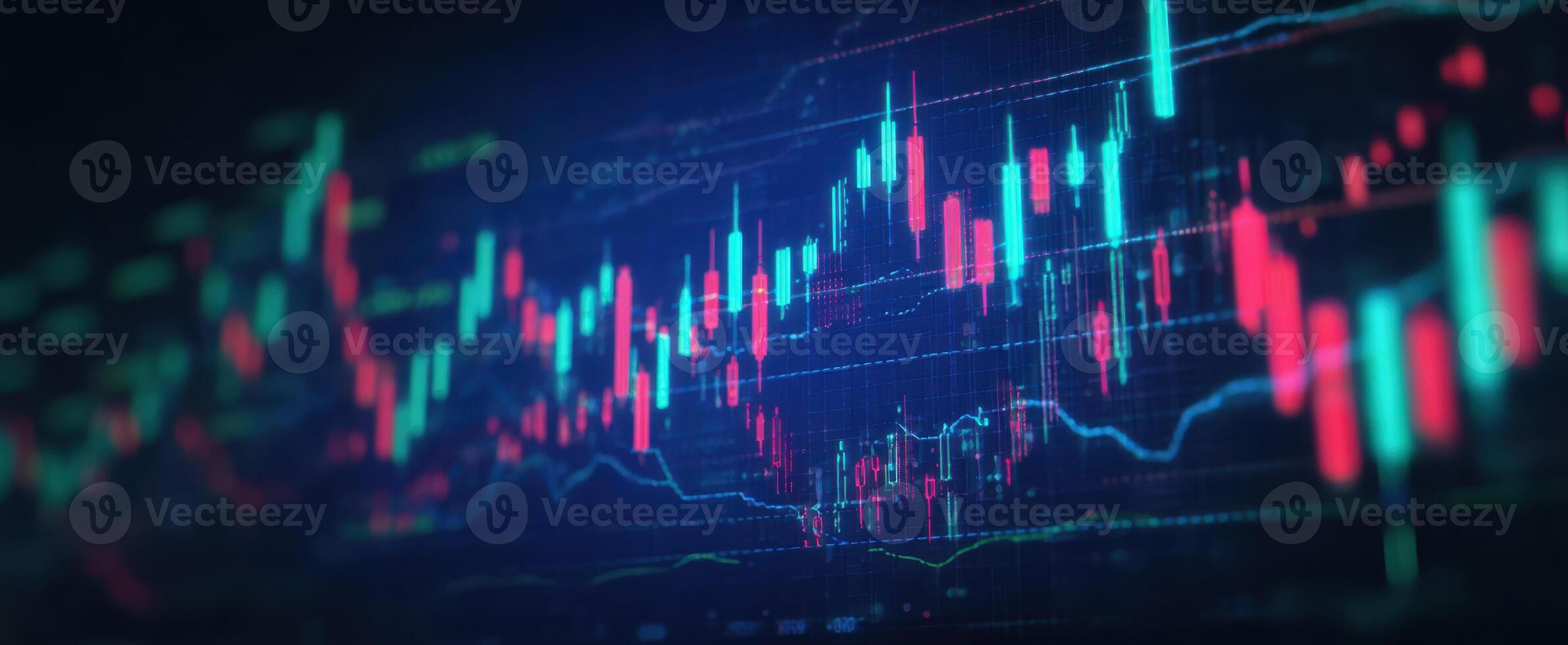 The vibrant candlestick chart displaying dynamic market movements and trends. photo