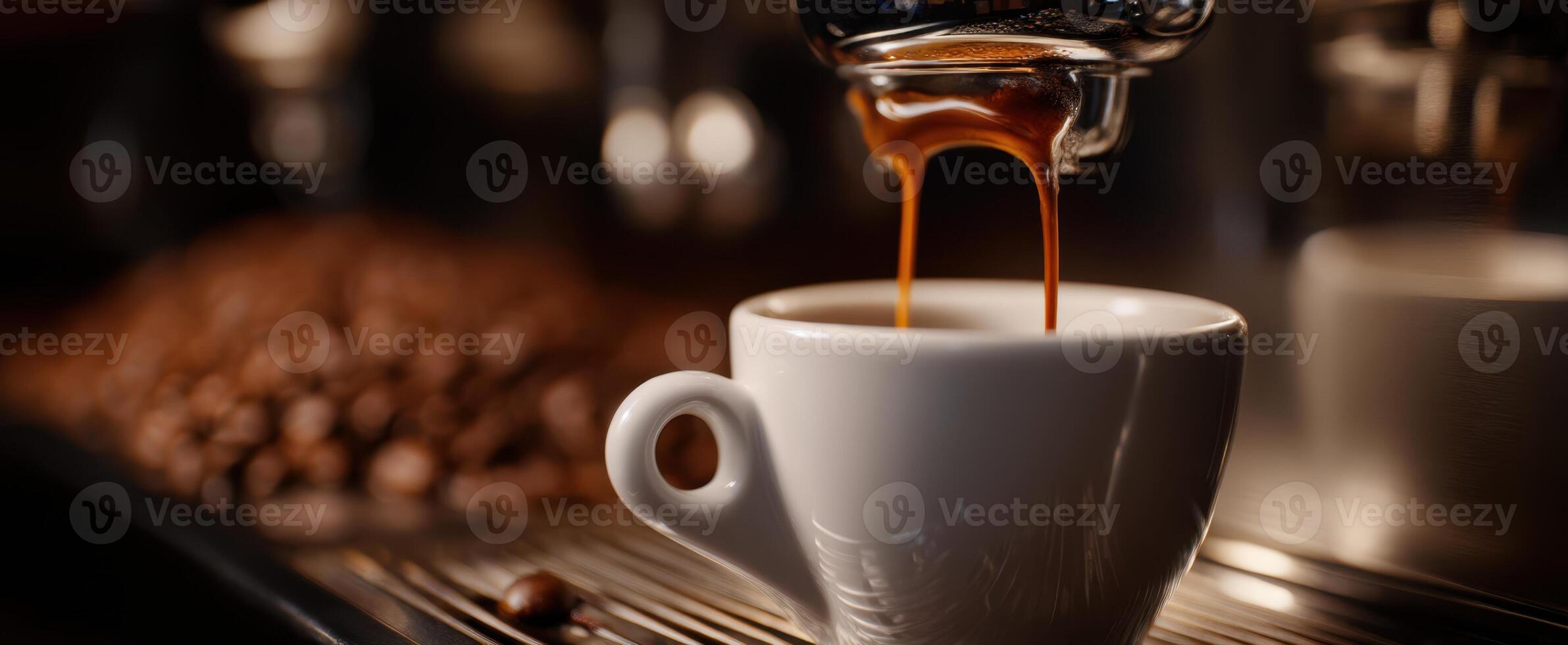 The espresso cup capturing the perfect pour of rich coffee essence. photo