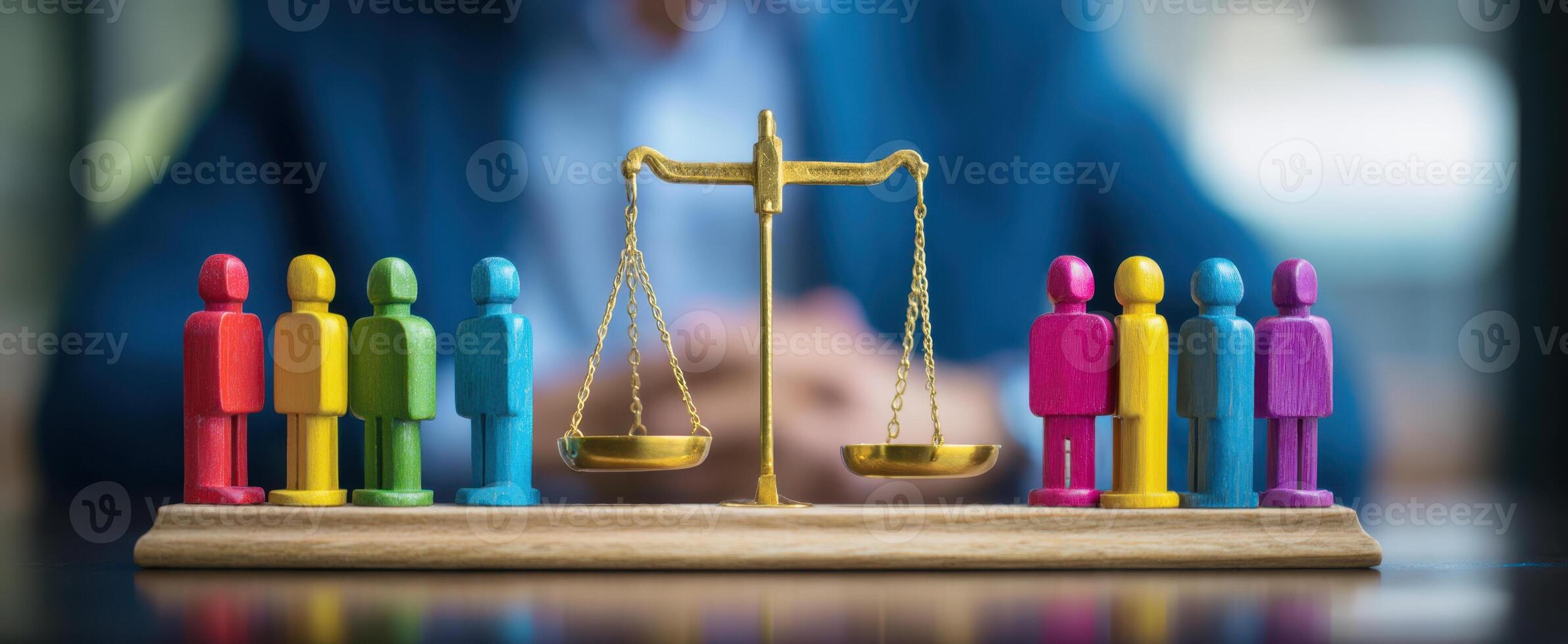 The colorful figurines representing justice and balance in a diverse society. photo