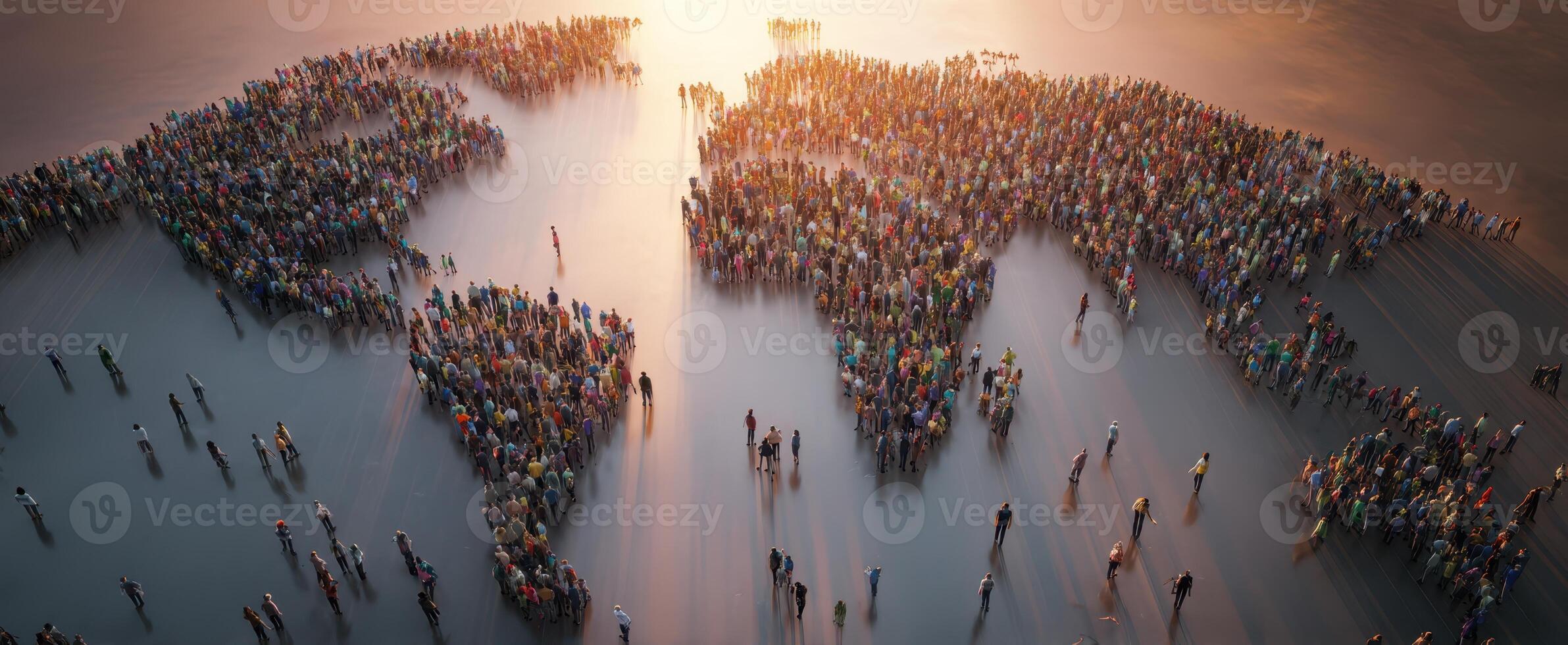 The Gathering of Humanity Representing the World in Unity at Sunset photo