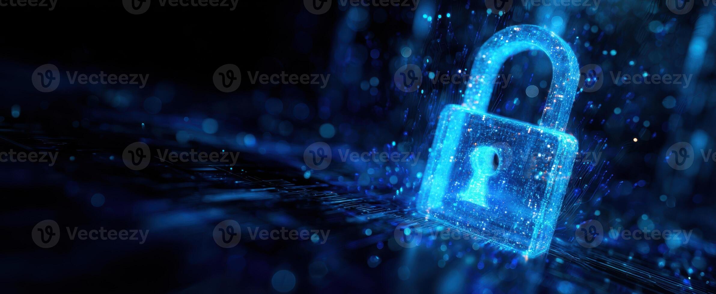 The digital lock symbolizing security and protection in a cyber world. photo