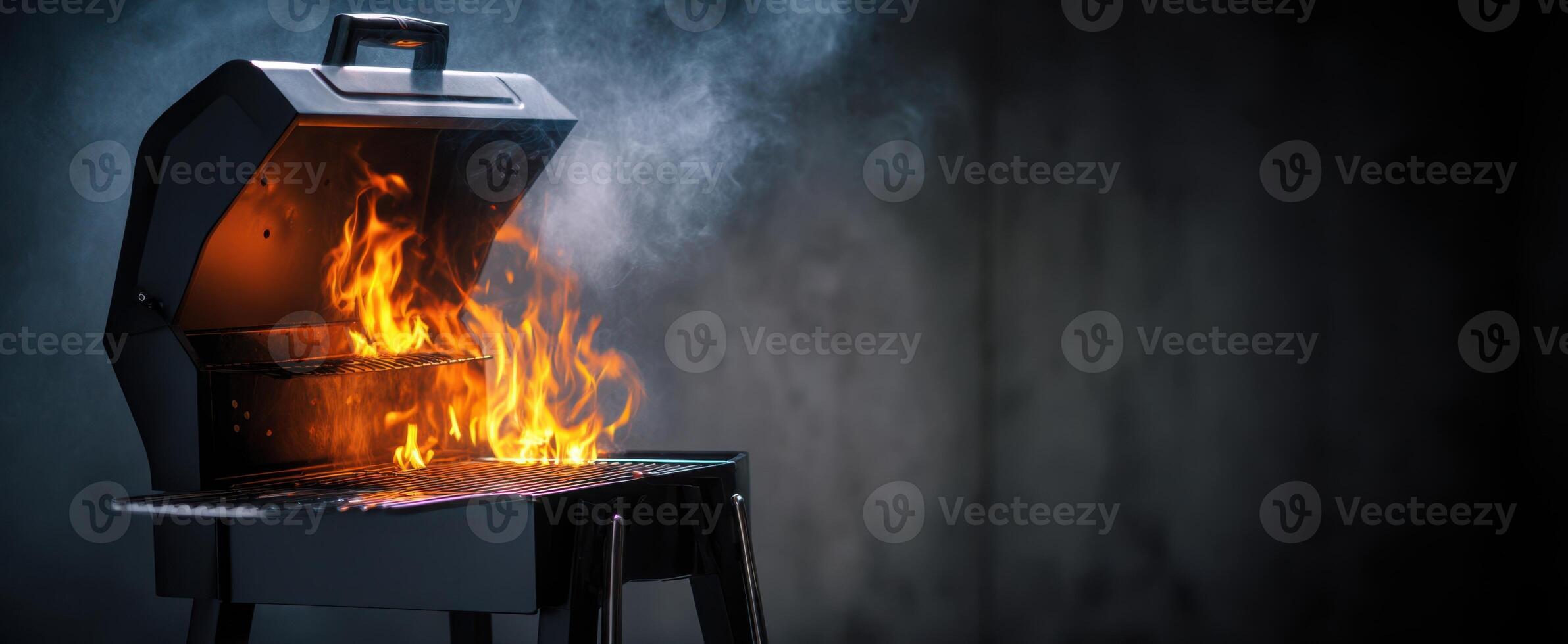 The Intense Flames Erupting from a Modern Barbecue Grill photo