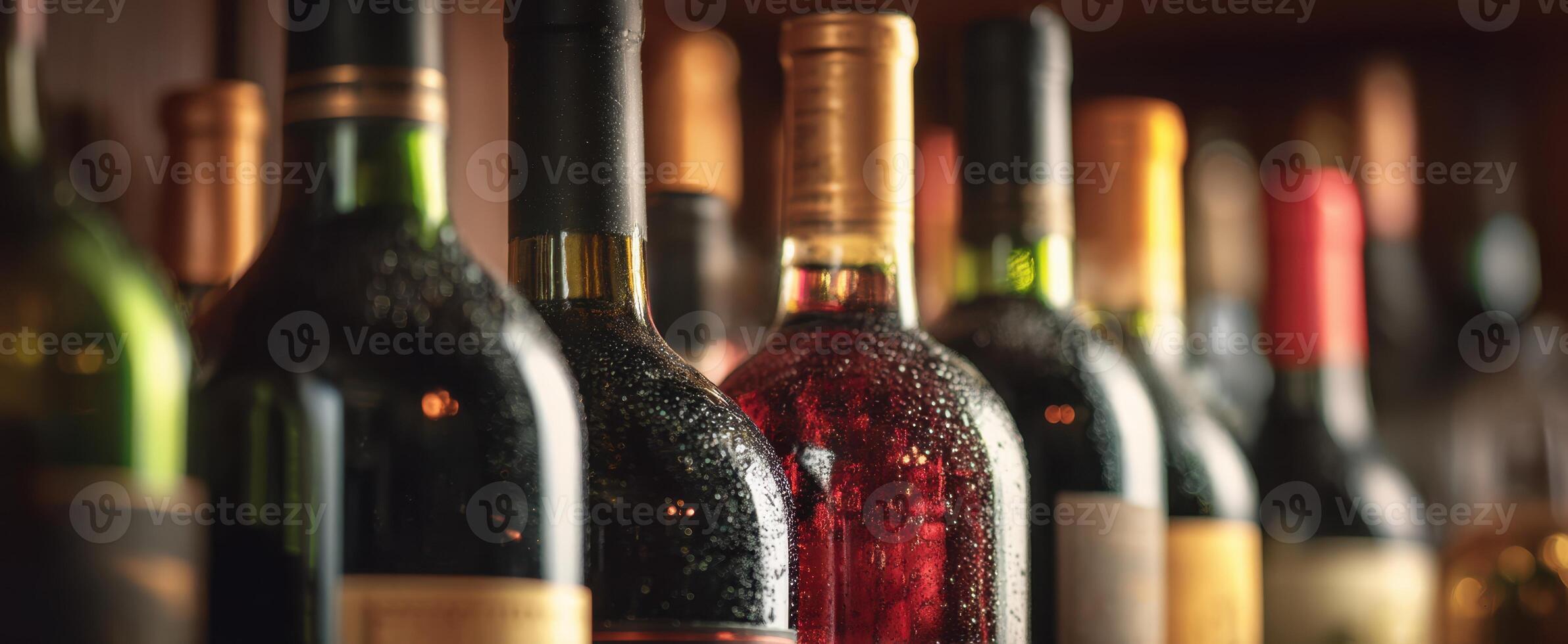 The Collection of Exquisite Wine Bottles in a Rustic Bar Setting photo