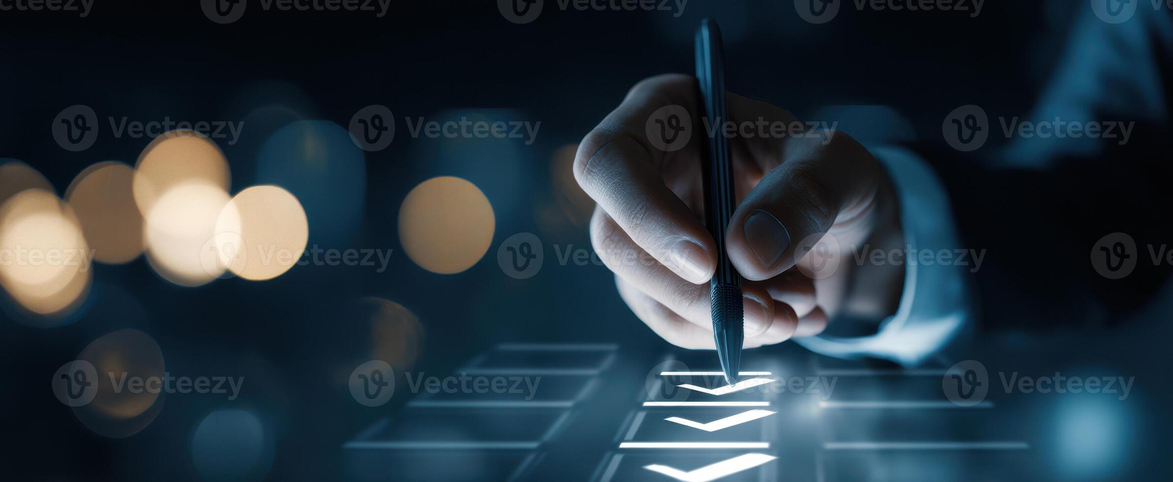 The Hand Interacting with a Digital Touchscreen for Task Management photo