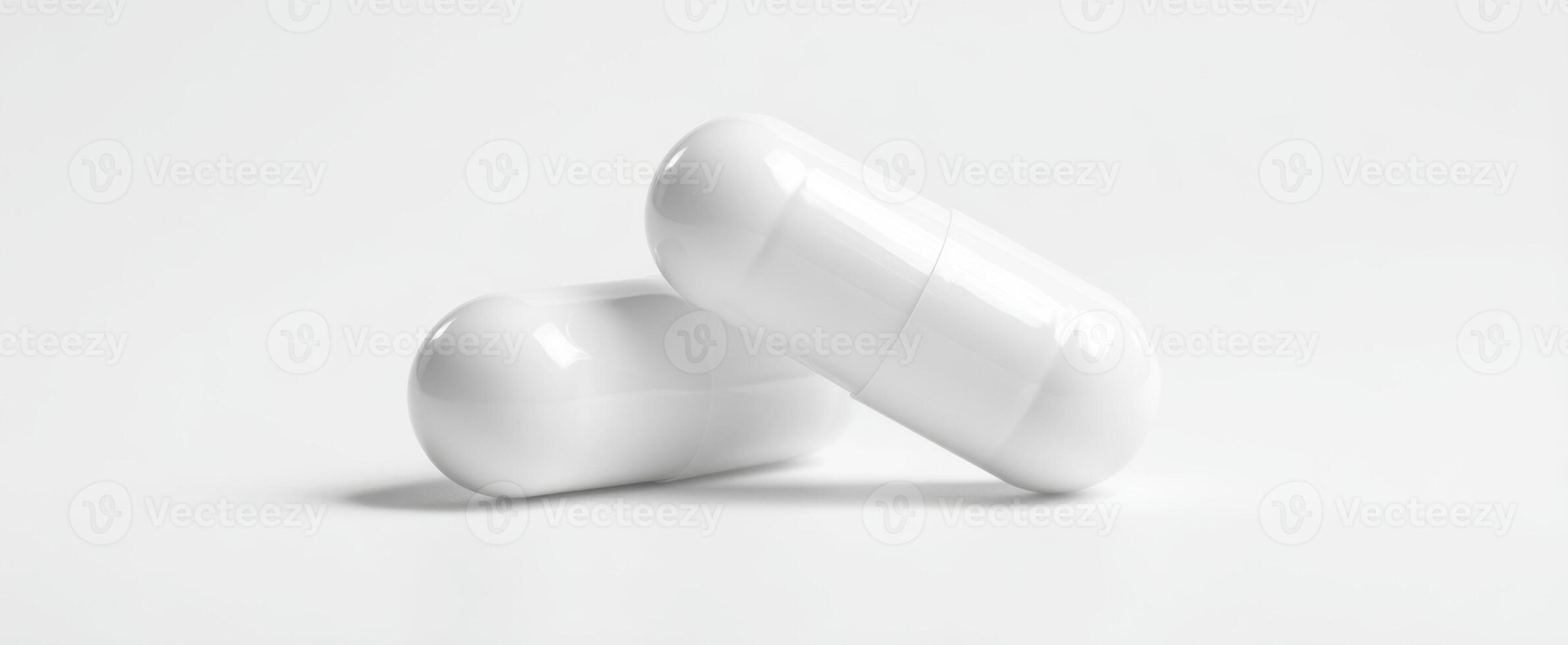 The white capsules representing health and wellness in pharmaceutical industry. photo