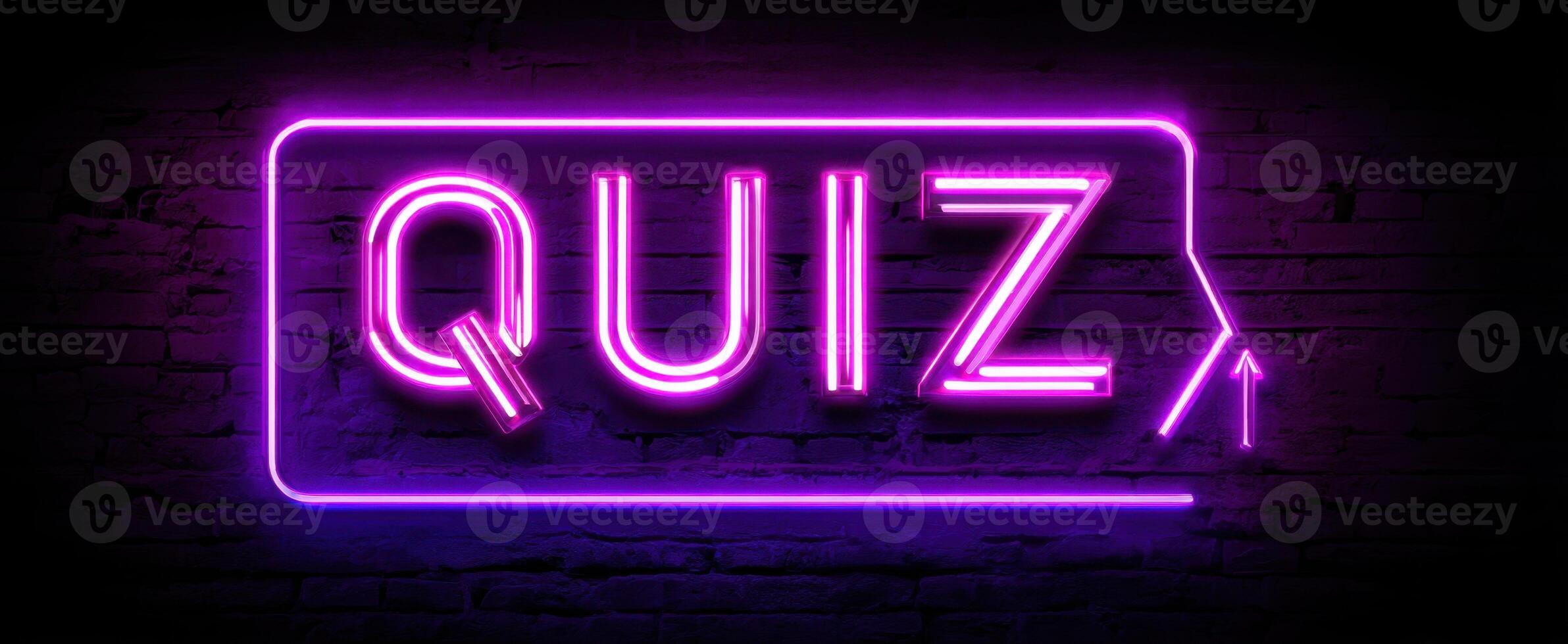 The Neon Quiz Sign Illuminating a Modern Entertaining Atmosphere photo