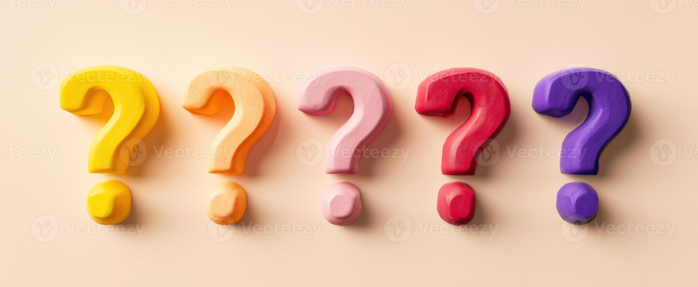 The Colorful Question Marks Representing Curiosity and Inquiry in Abstract Design photo