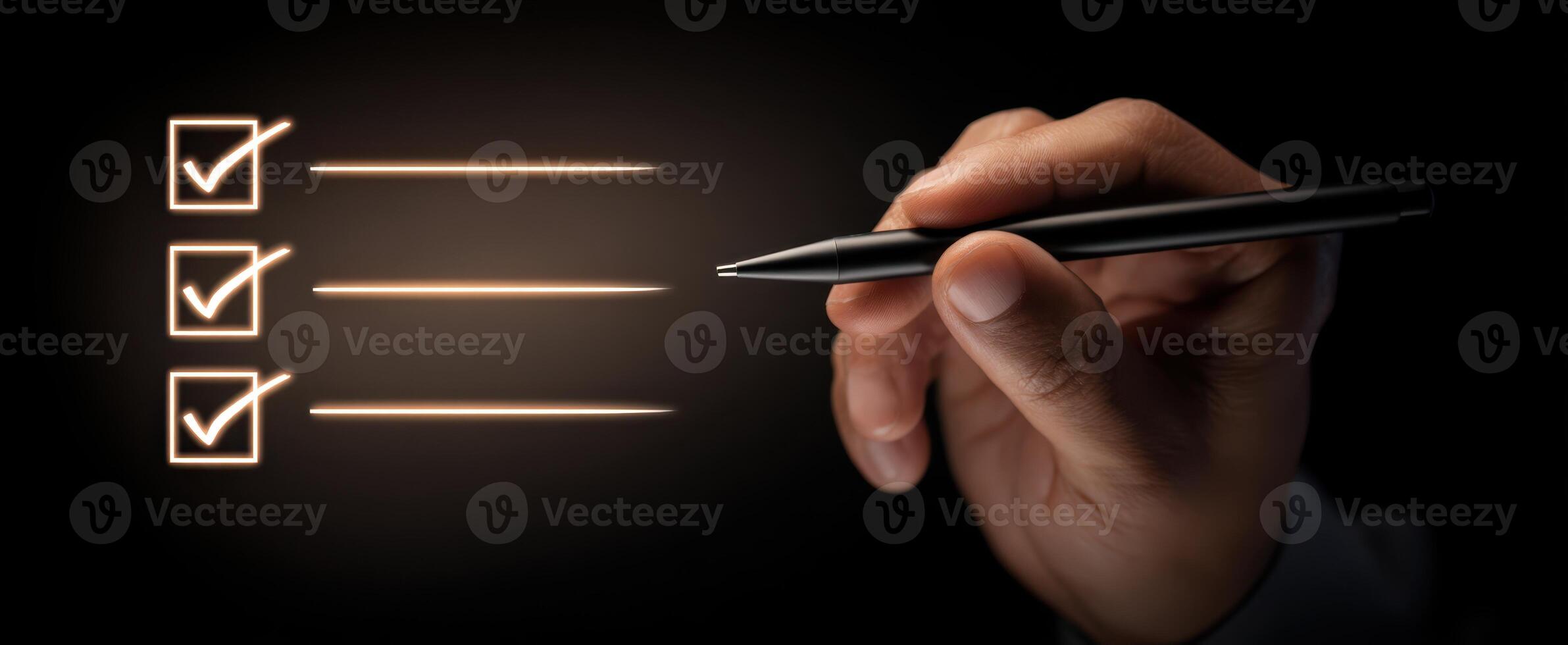 The Hand Holding a Pen Completing a Checklist with Confidence photo