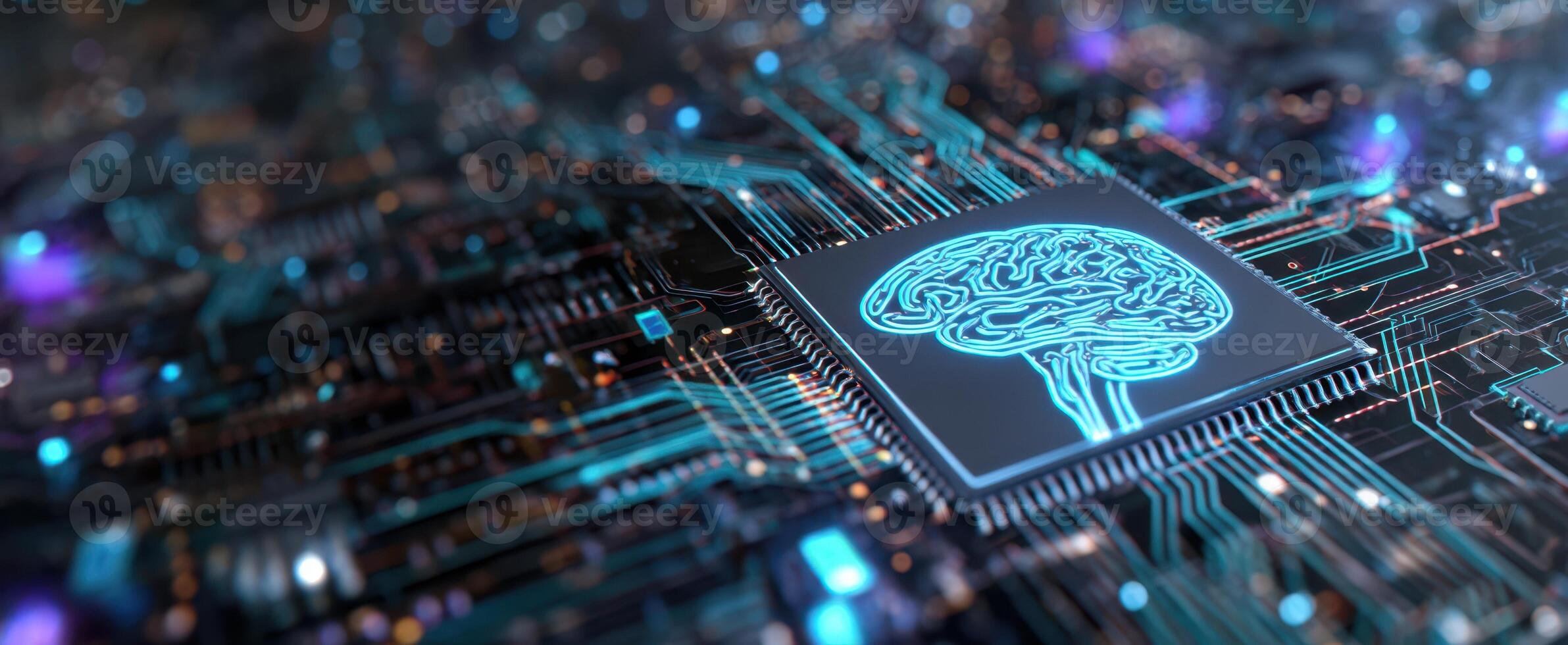 The innovative brain integrated into a digital circuit design technology. photo