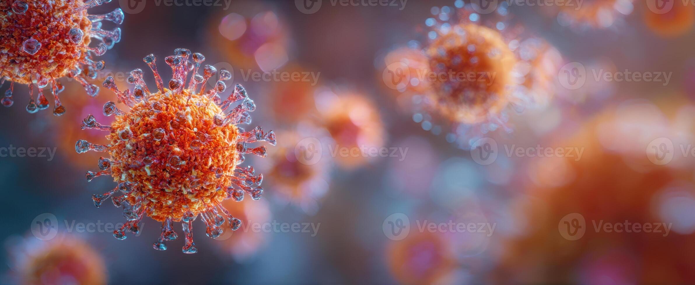 The intricate structure of a virus under a scientific microscope. photo