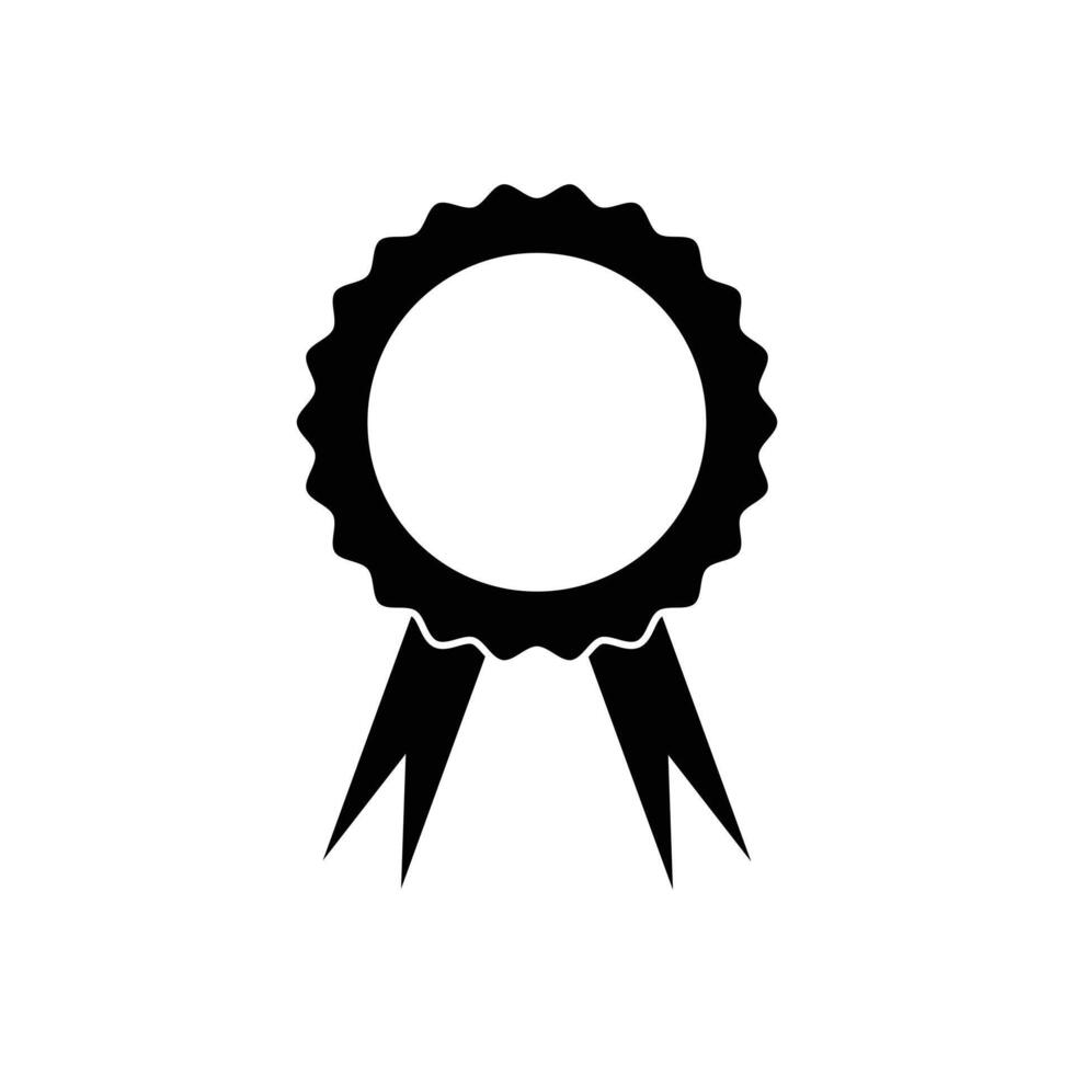 Award, certify badge or winning prize ribbon flat icon. Badge with ribbons vector