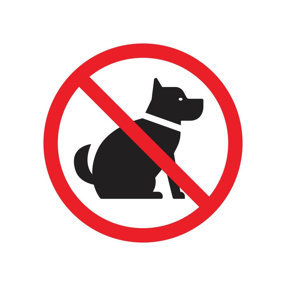 No Dogs Allowed Sign Pet Prohibition Symbol. no pets allowed icon sign. No dog's sign. No dogs allowed. No access, no entry, prohibition sign with dog. Editable stroke. vector