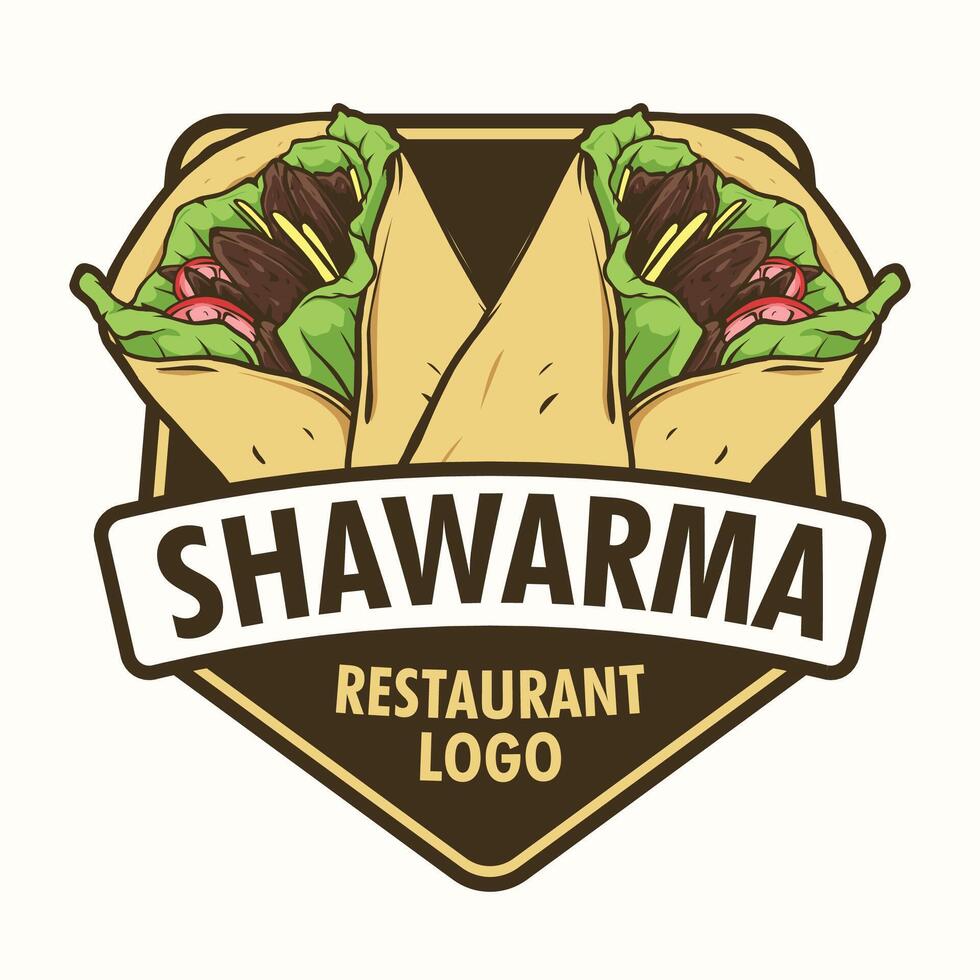 Shawarma restaurant logo badge design vector