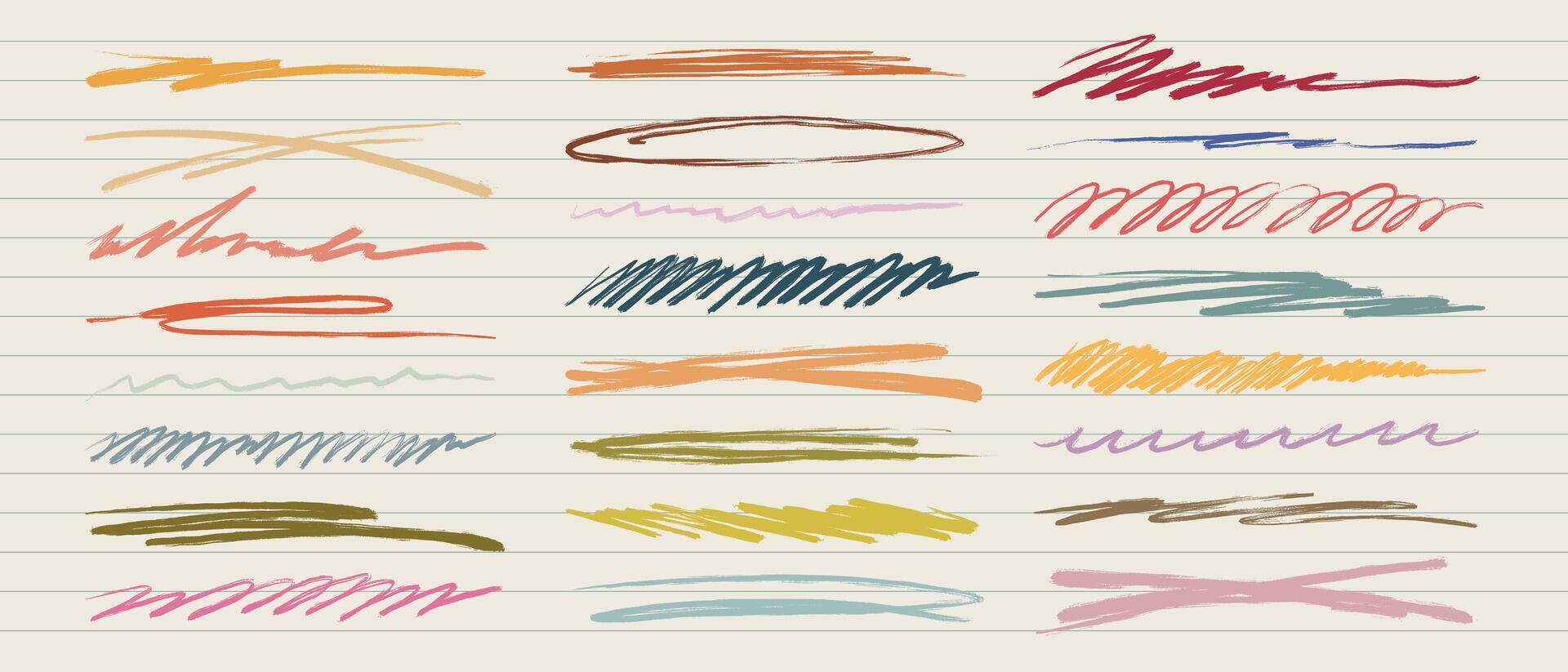 scribbles and underlines. Hand-drawn squiggle set. Texture crayon collection vector