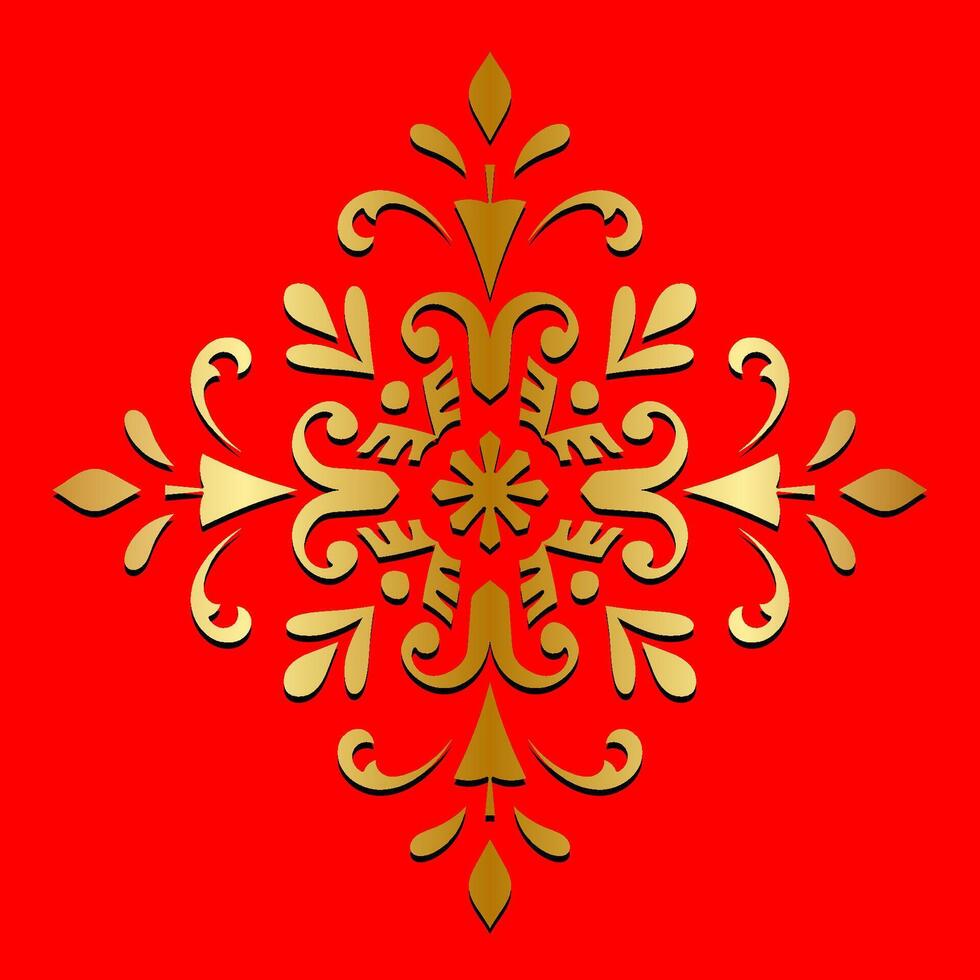 Red background decorative pattern of golden mandala elements vintage pattern vector