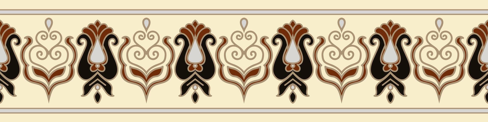 Abstract border for vintage frame. Ethnic tribal abstract flowers. Persian carpet frame. vector