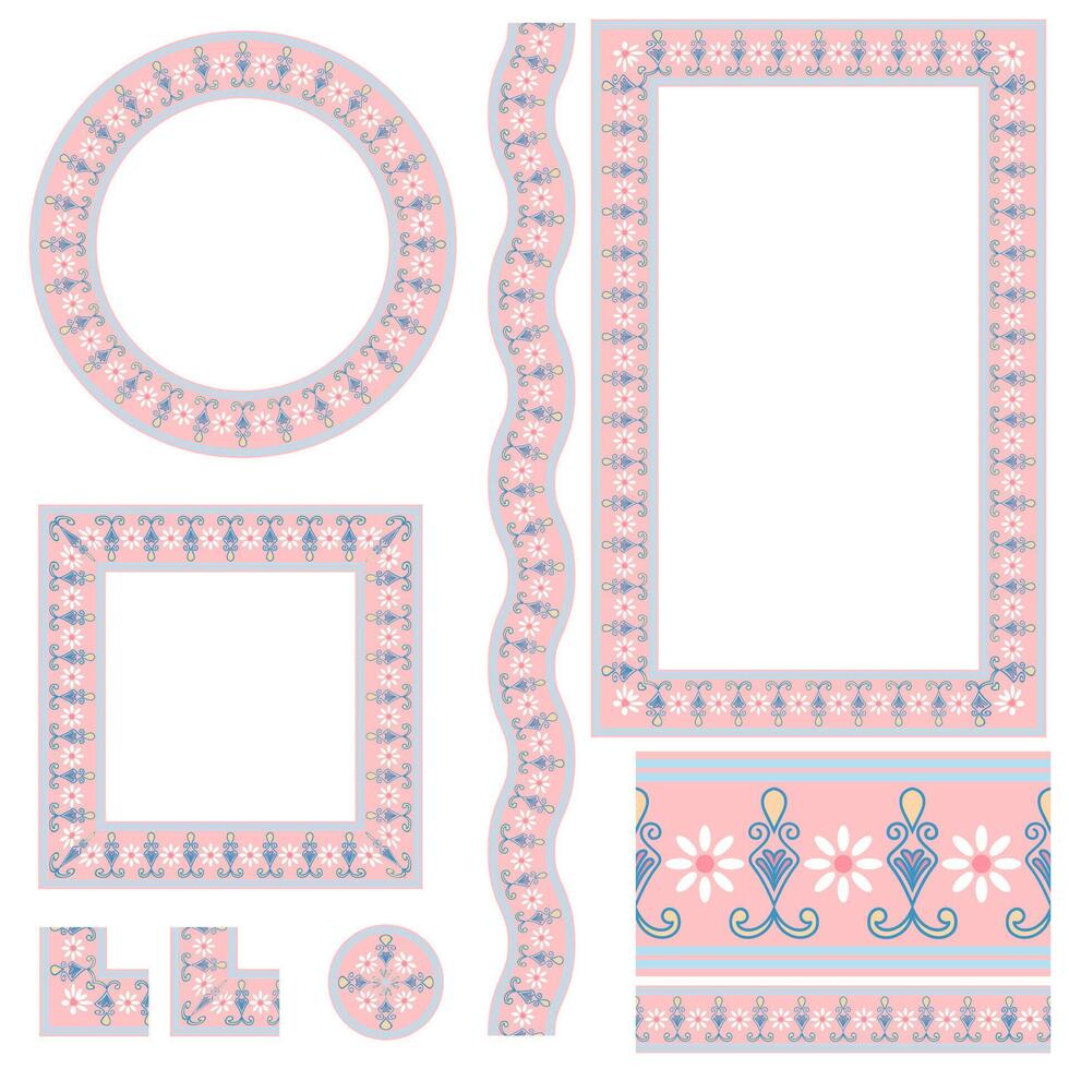 Flower frame for decorating worksheets. Abstract pastel border. Card elements. vector
