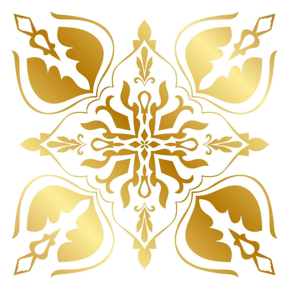 Golden Mandala, Abstract Floral Ornaments, Golden Gradient, Vintage Floral Patterns vector