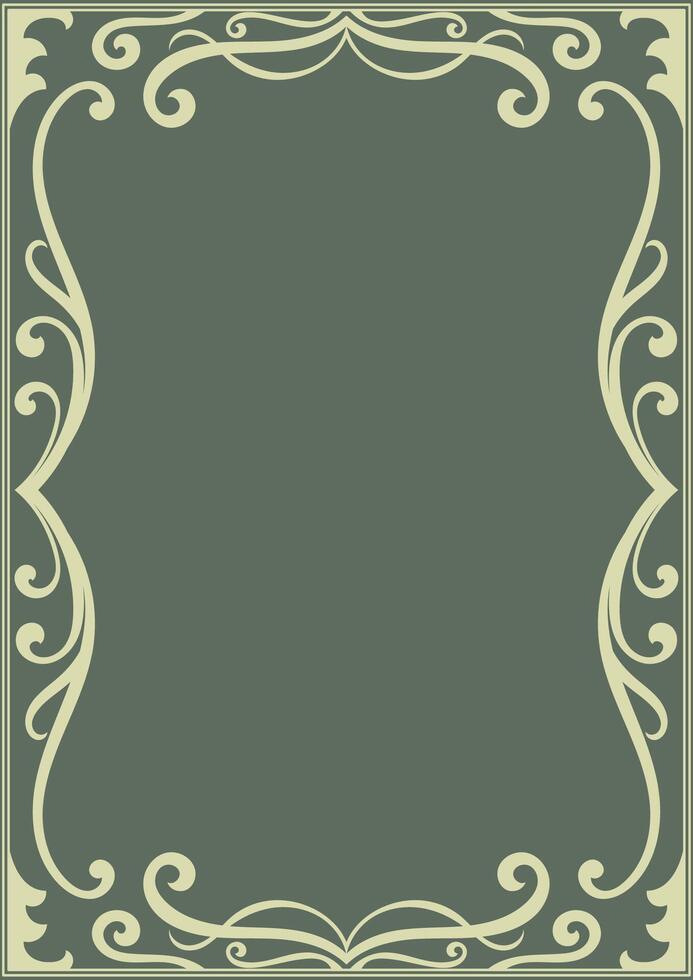 Abstract gold border pattern on green background. Card border. vector