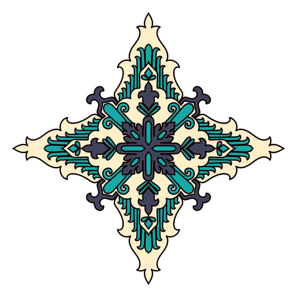 Floral Mandala Pattern with Vintage Arabic Motifs, Carpet Decor Pattern vector