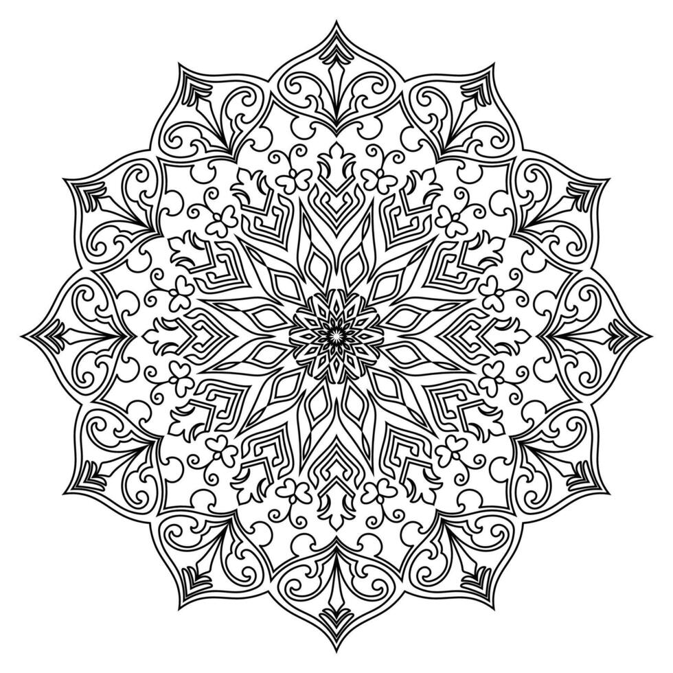 Mandala Lines, Lines for Coloring, Abstract Flower Coloring Book vector