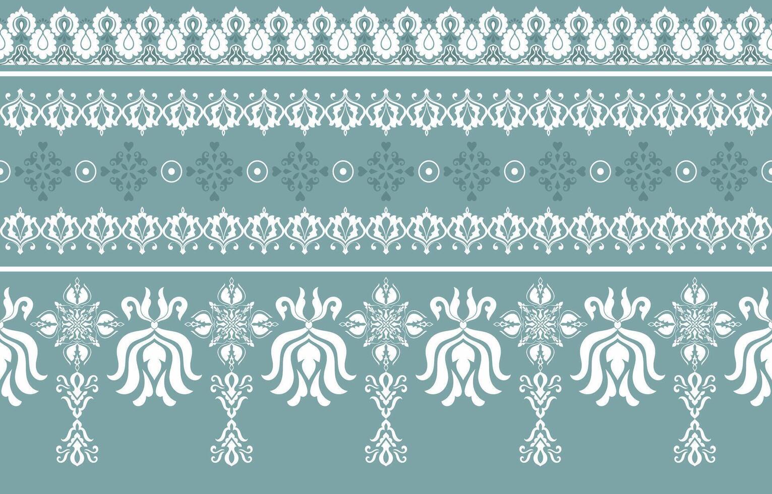 Indian Ethnic Floral Patterns, Ethnic Patterns, Aztec Indian Border Floral Embroidery Patterns, Seamless Patterns vector
