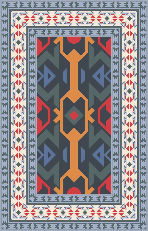 Geometric rug for room decoration with abstract vintage pattern. Prayer rug. vector