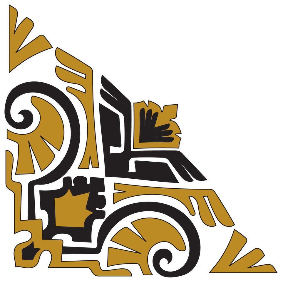 Tribal gold corner frame, vintage corner, vintage abstract corner, Navajo vector