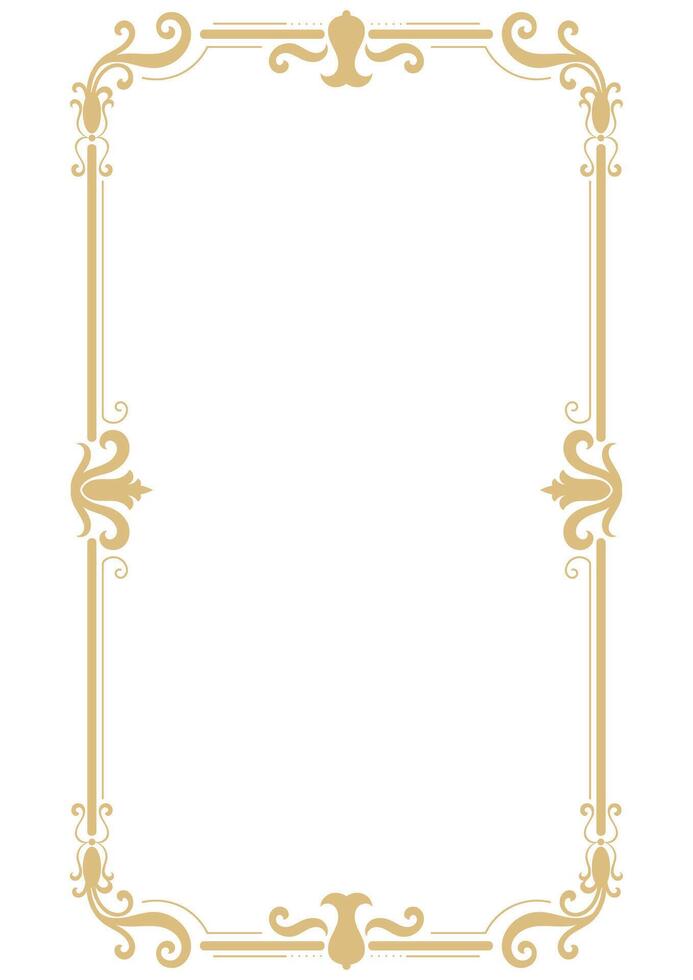 Gold vintage photo frame, decorative borders, text box, gold flower frame, vintage decorative lines vector