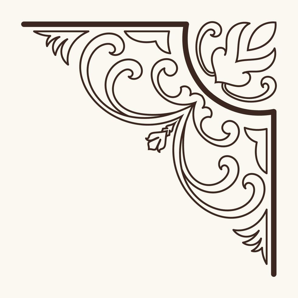 Brown corner, abstract vintage lines, classic pattern, equal angle design, Thai pattern vector
