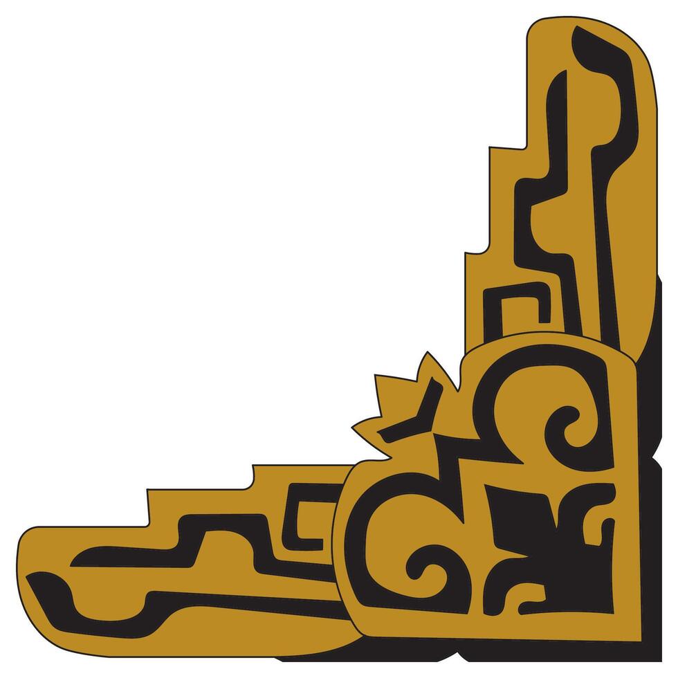 Tribal corner, ethnic patterns, gold edging, Navajo style decoration vector