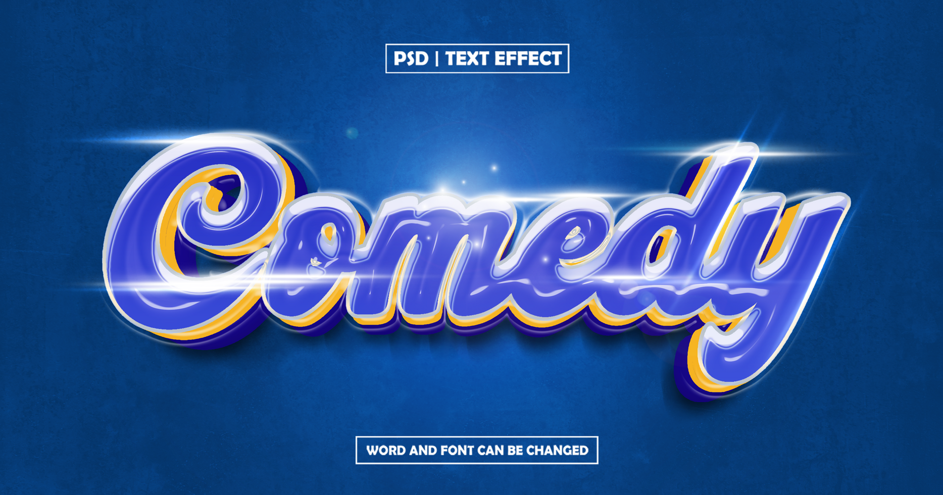 Comedy Text Effect With Blues Background psd