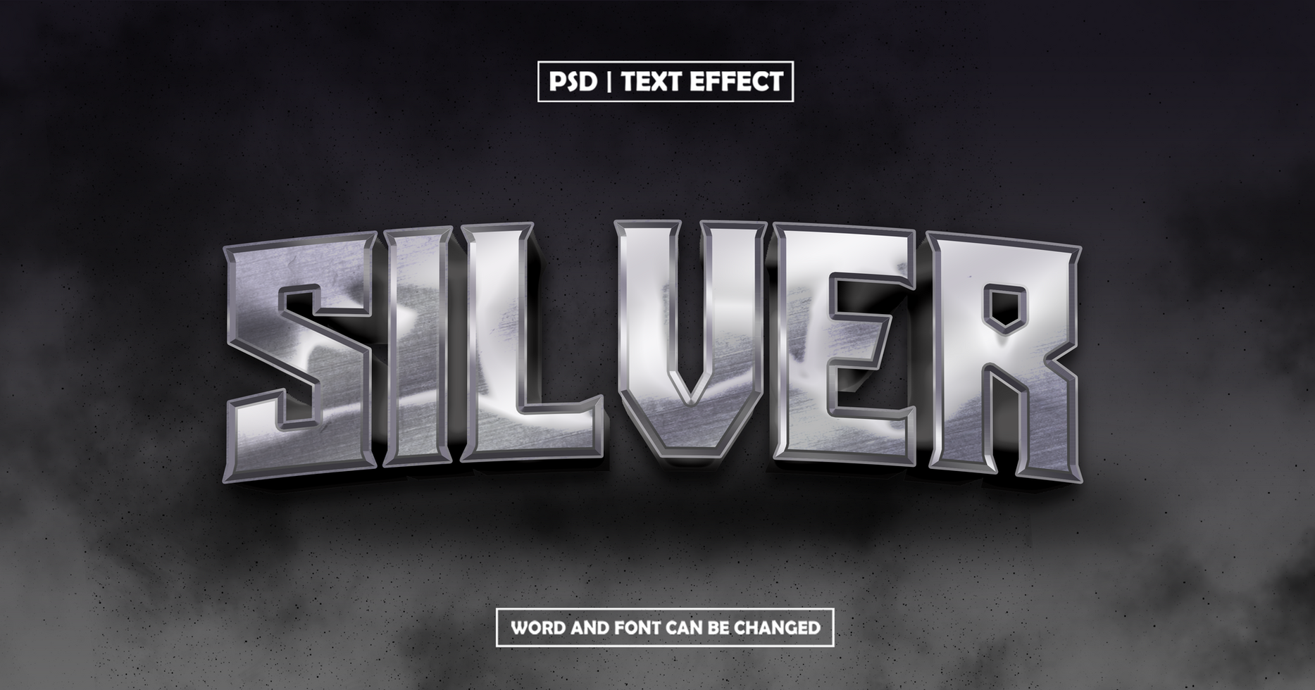 Silver Text Effect with Glow Style psd