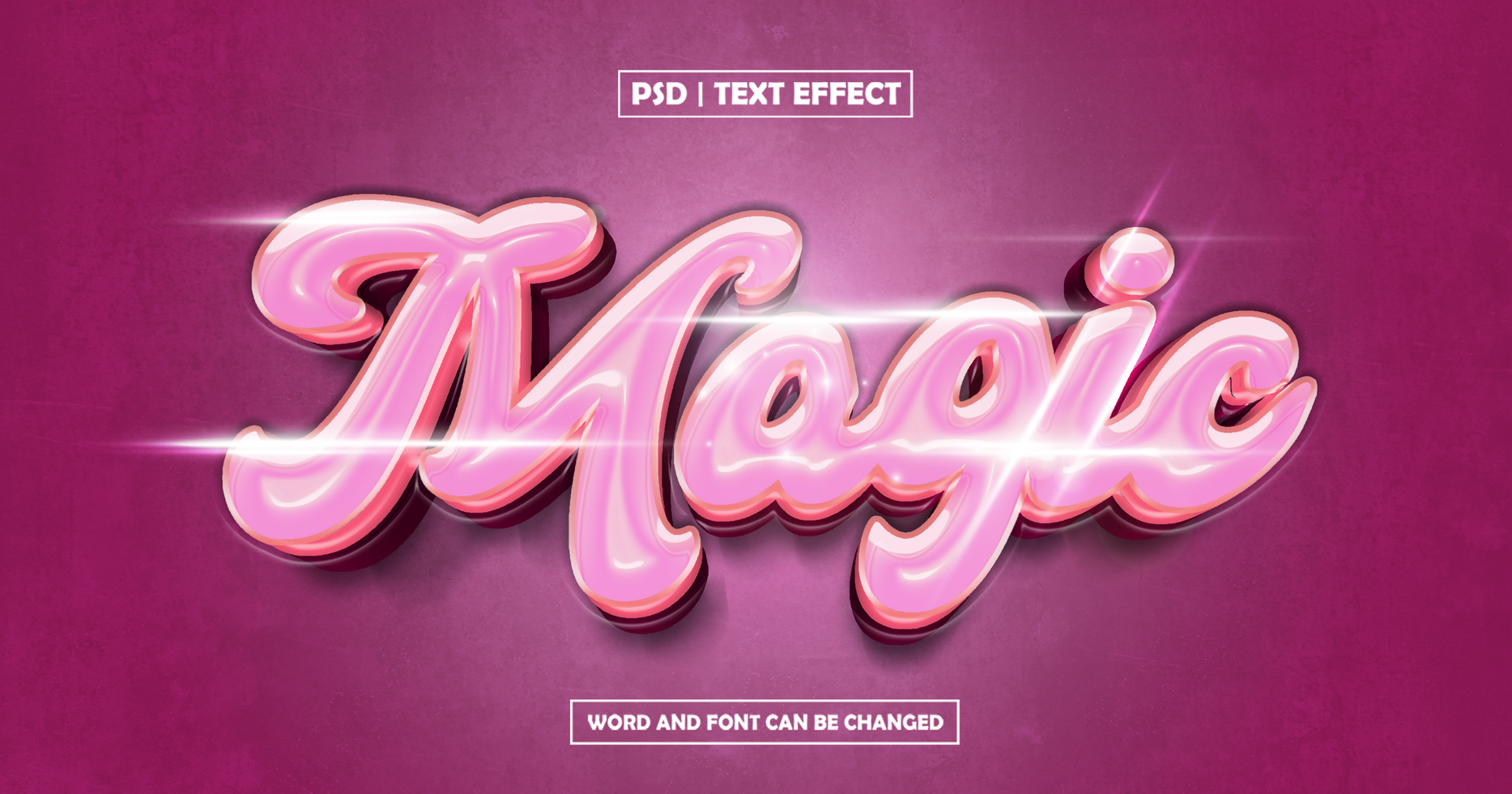 Magic text effect with pinky style psd