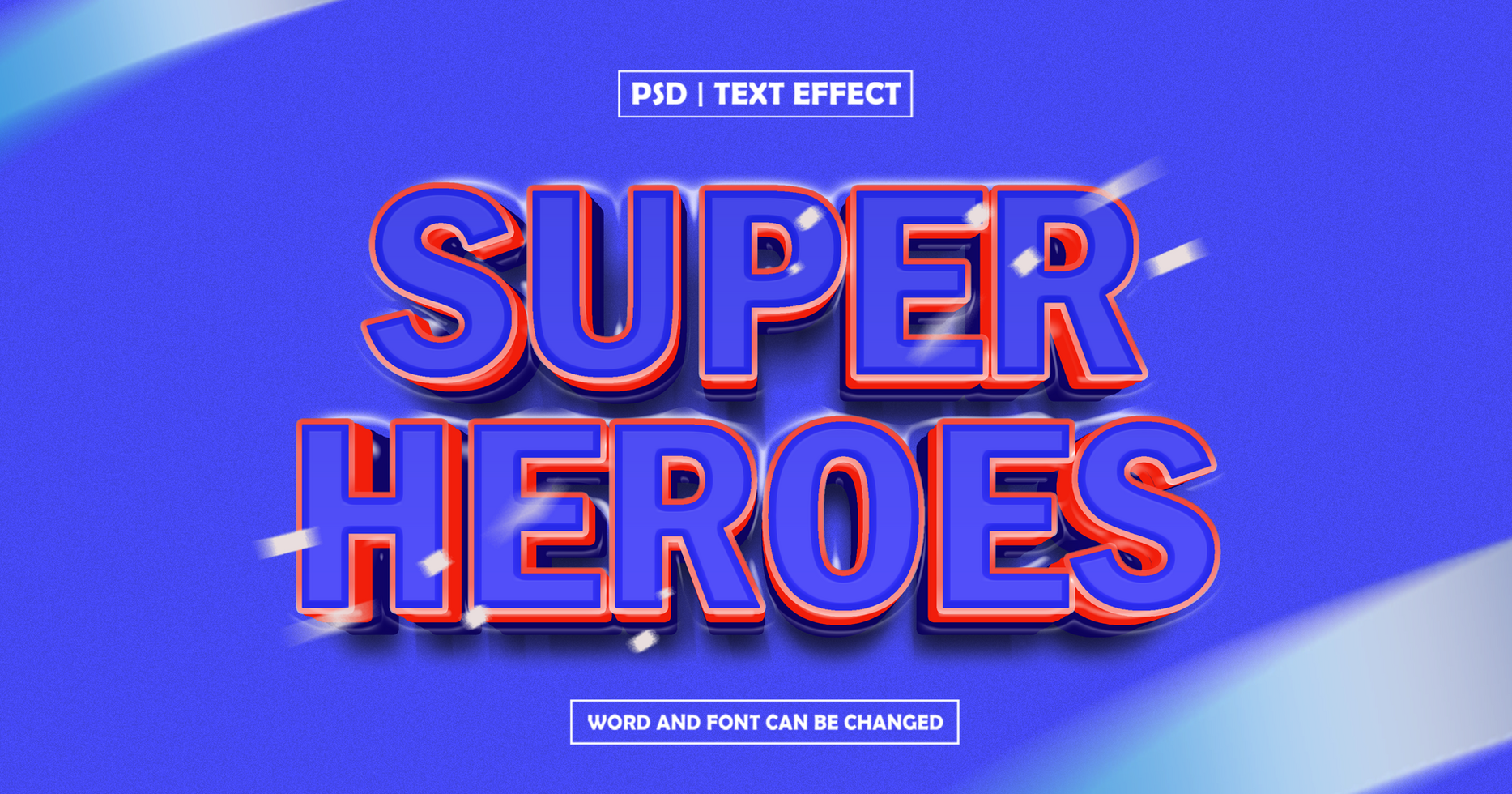 Super Heroes text effect with tape decorations psd