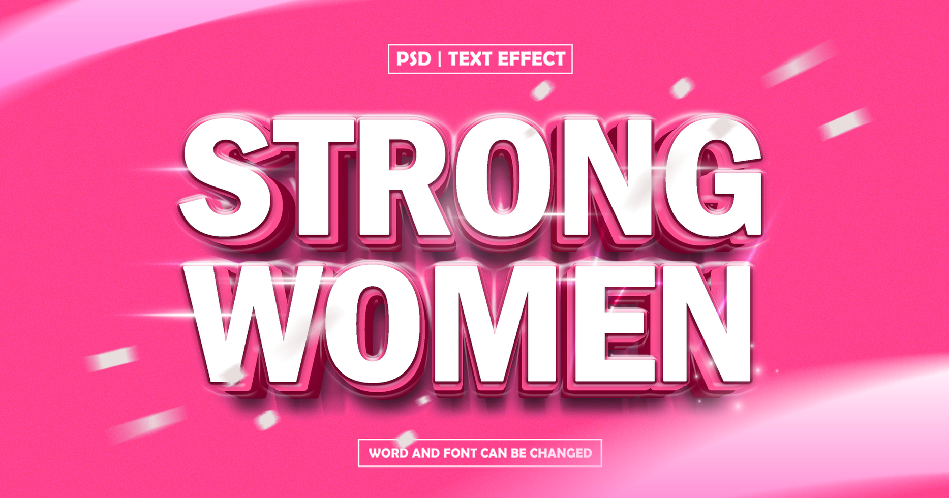 Strong Women text effect with pinky style psd