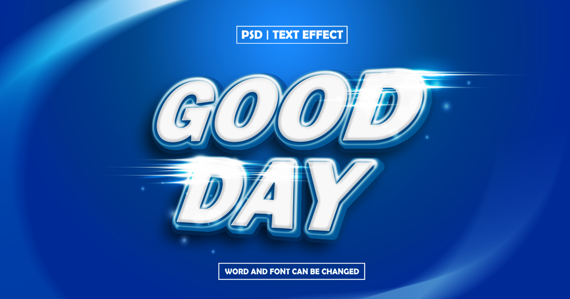 Good day text effect with blues style psd