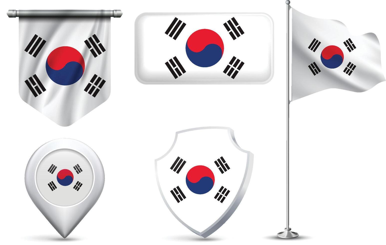 North Korean Flags in Different Shapes and Styles vector