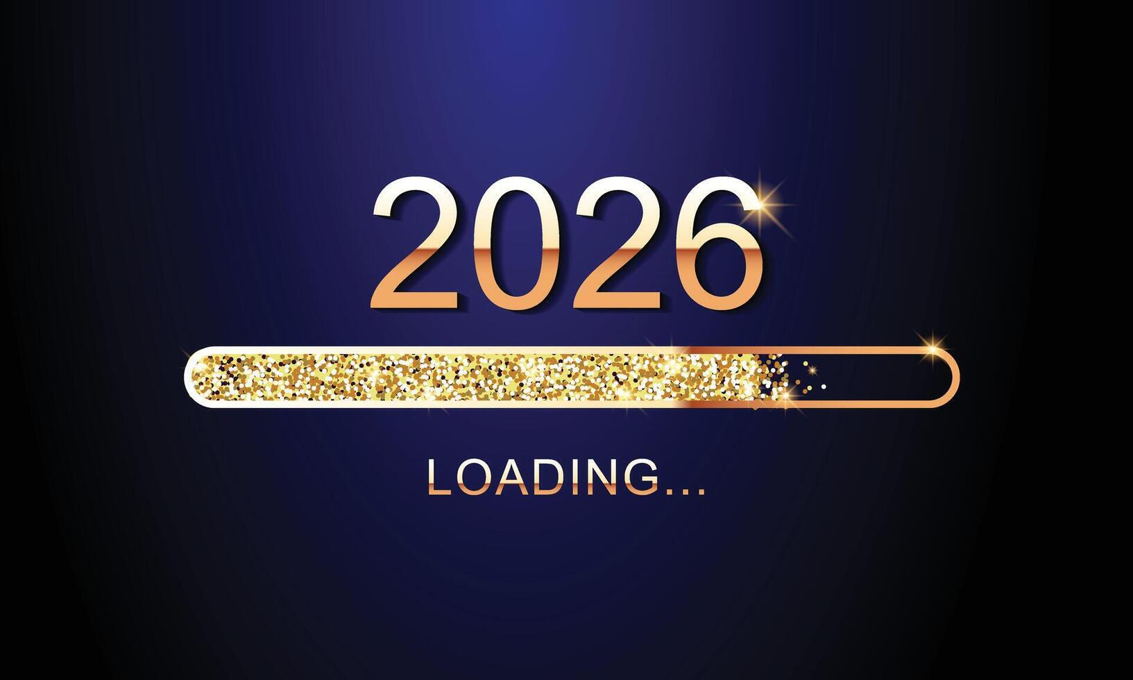 Golden shiny Happy New Year 2026 lettering vector