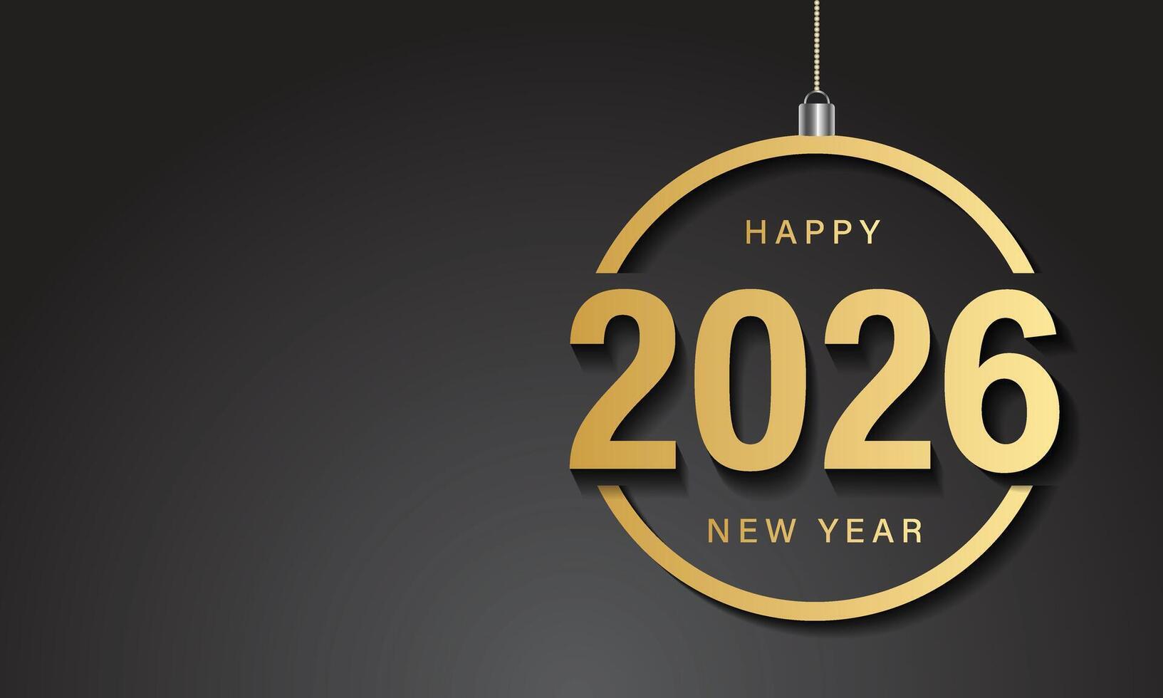 happy new year 2026 celebration with gold numbers. vector