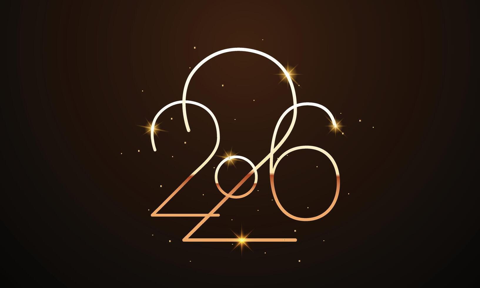 2026 Happy New Year Lettering on Black Background. vector