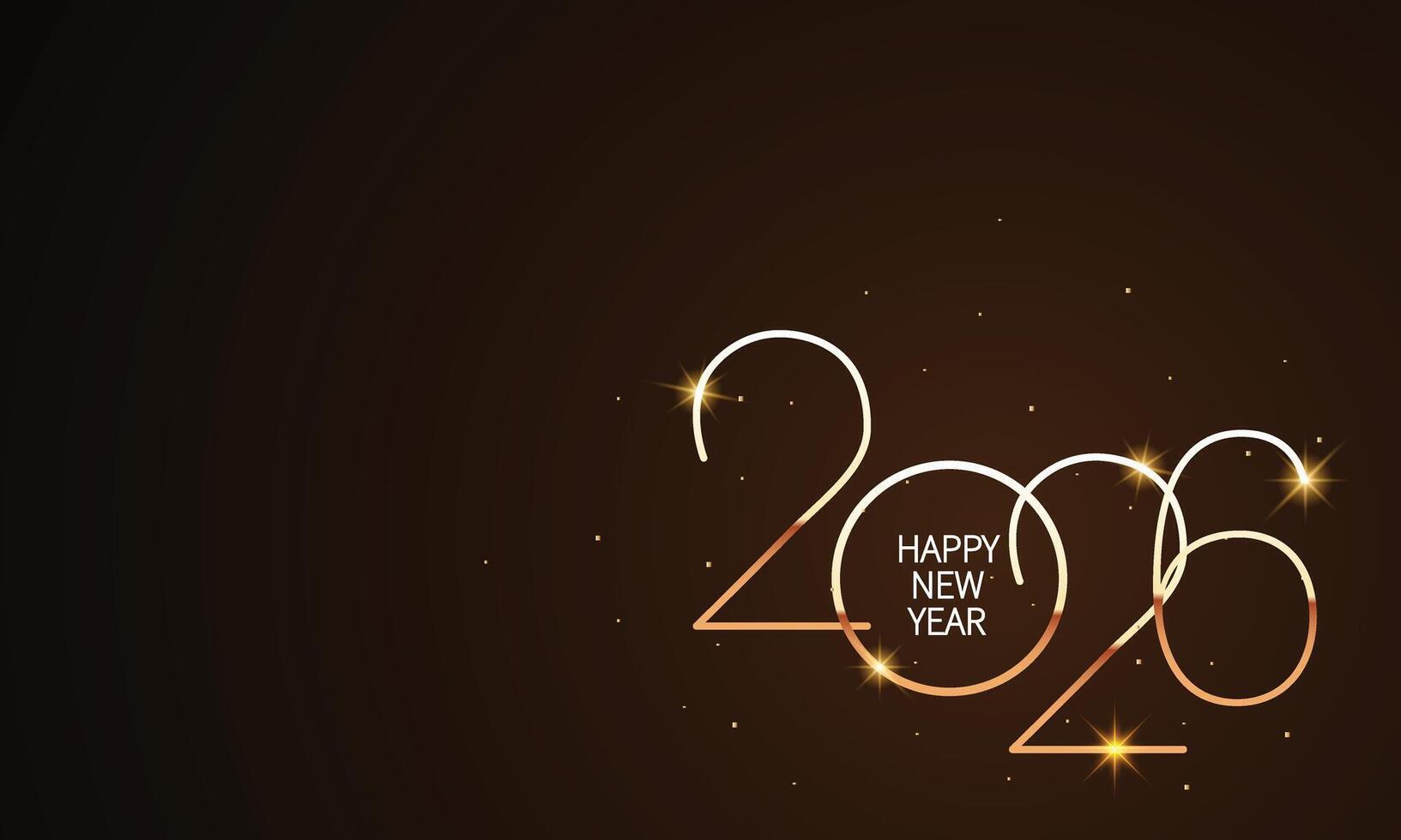 Happy New Year illustration - golden letters and numbers 2026. vector