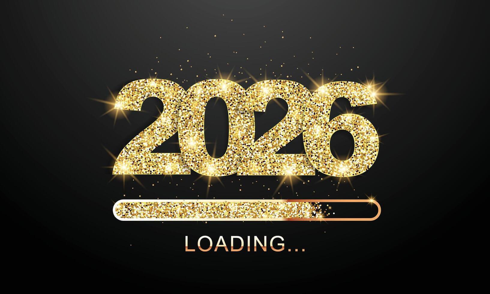 Shiny Glittery Gold 2026 Text on White Background for New Year Celebration vector