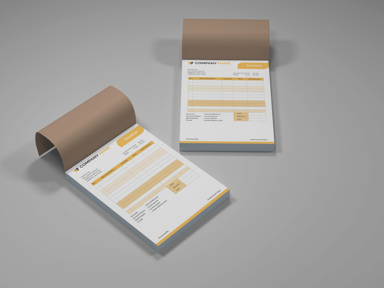 Editable Invoice Pad Mockup for Business Use psd