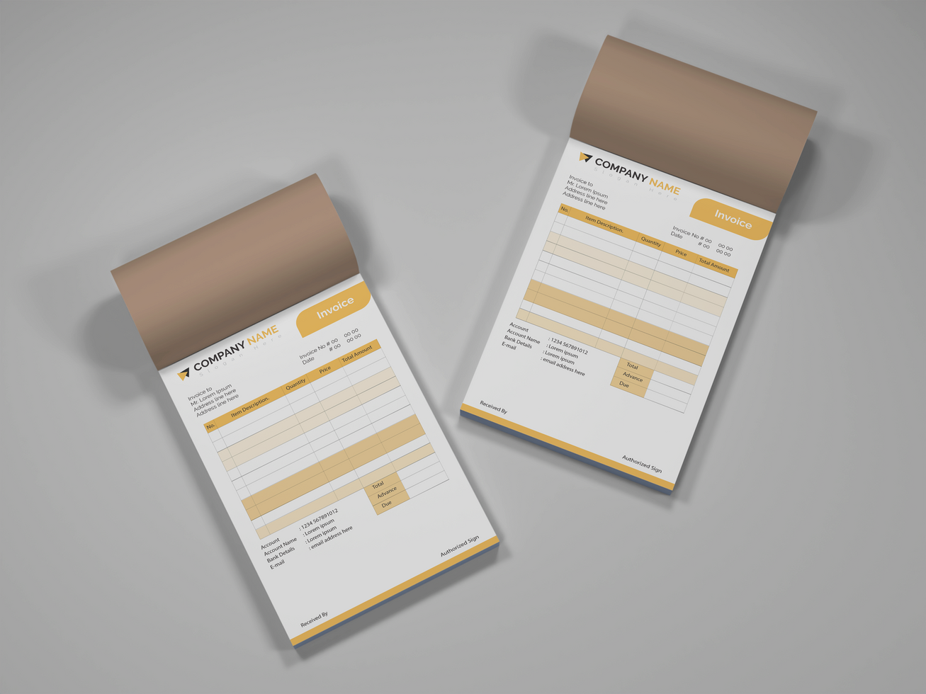 Customizable Invoice Book Design Mockup. psd