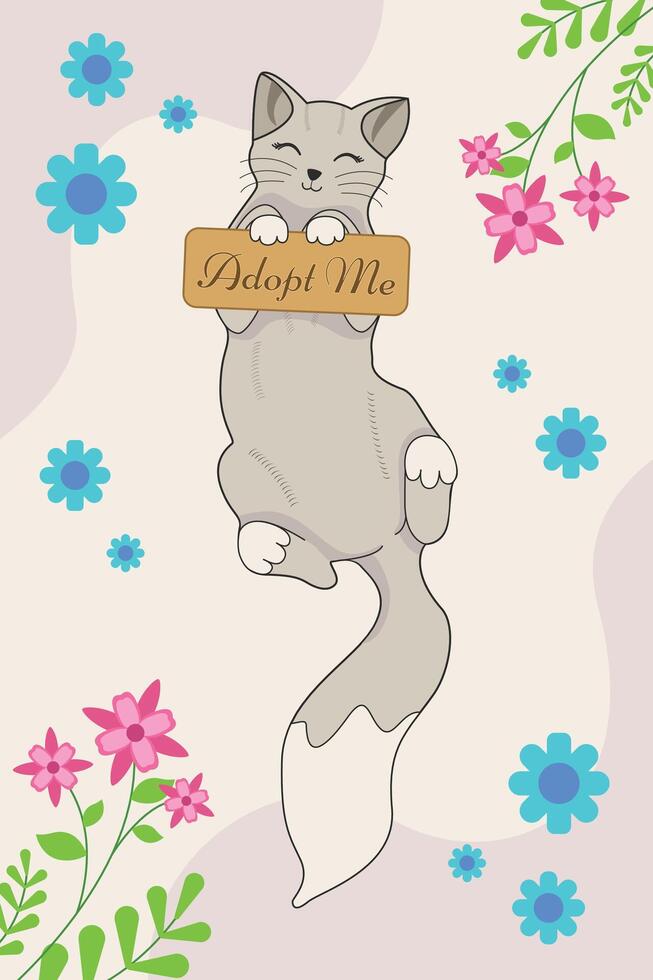 adopt cute cat vector