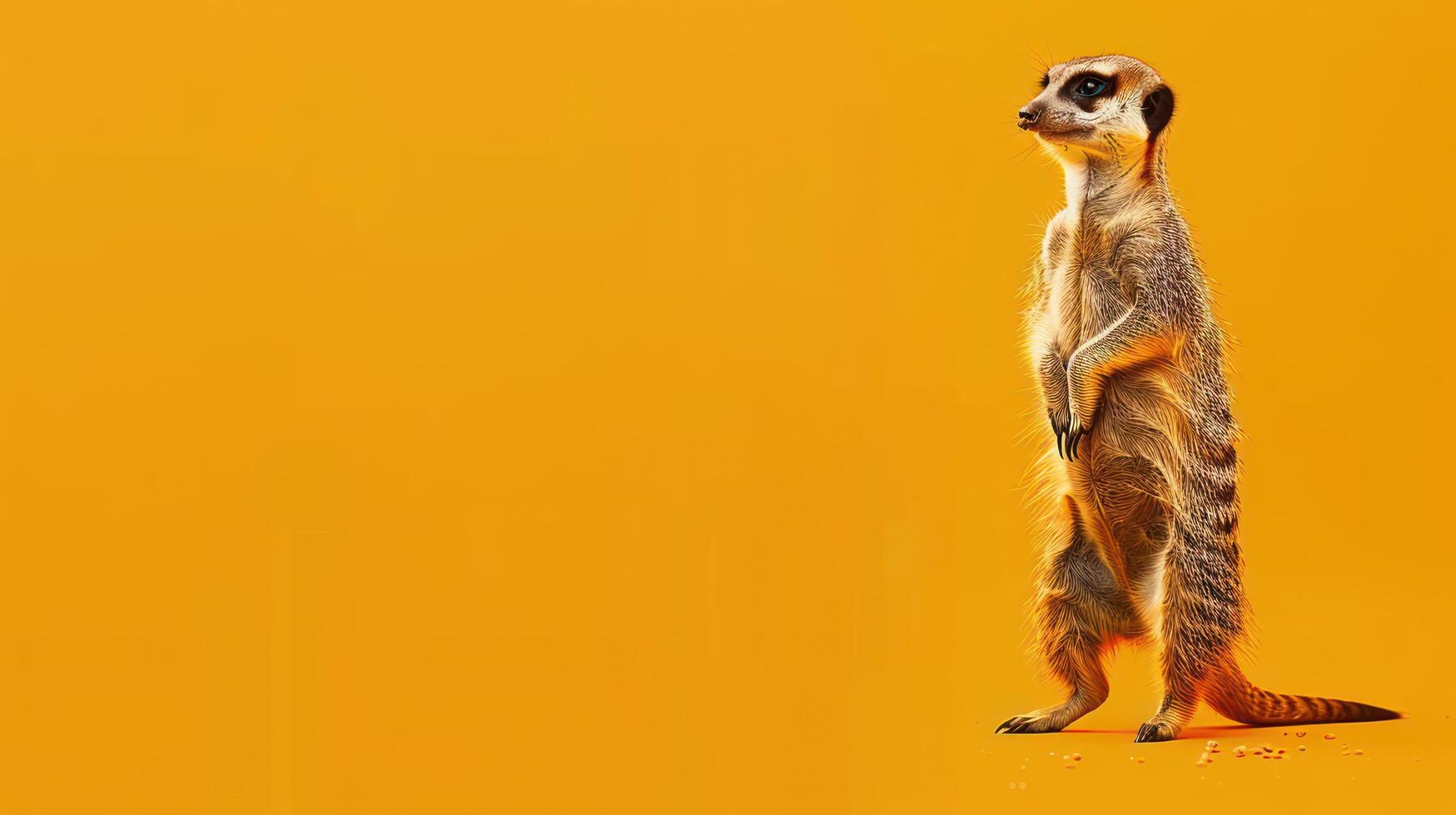Alert meerkat on vibrant background photo