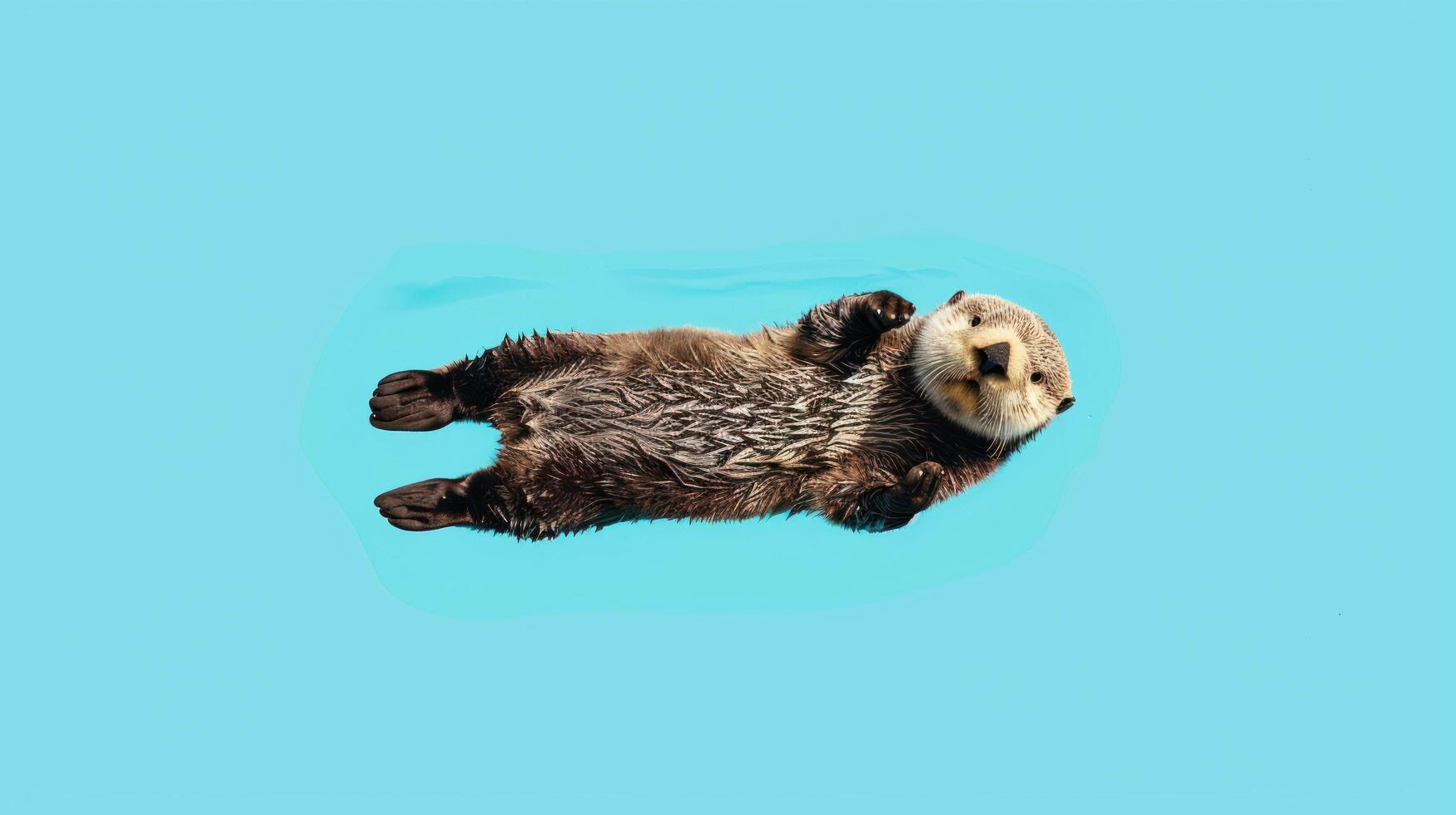 Adorable Sea Otter Floating on Its Back in Calm Waters photo