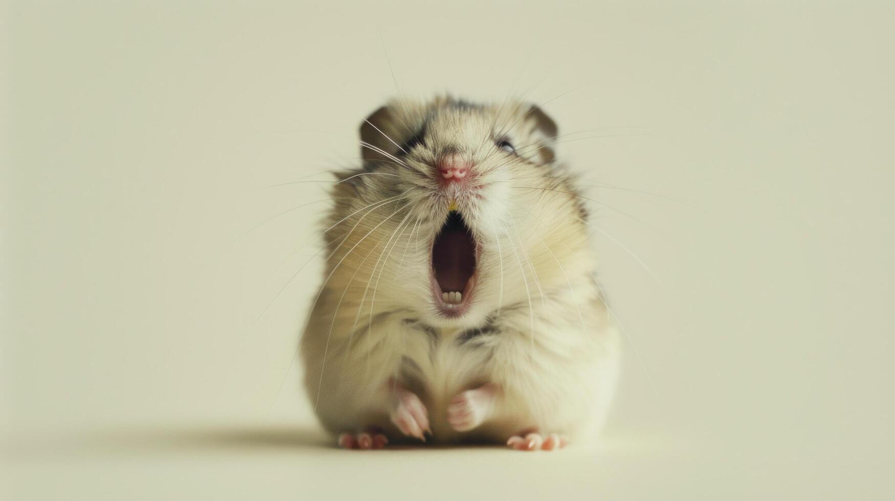 Awake hamster yawning photo